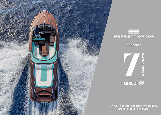 Le Groupe Ferretti soutient le Fonds 7 David Beckham pour l’UNICEF.